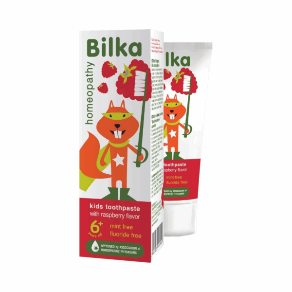 Pasta Dental Para Niños Frambuesa Libre de Flúor Bilka 50 ml